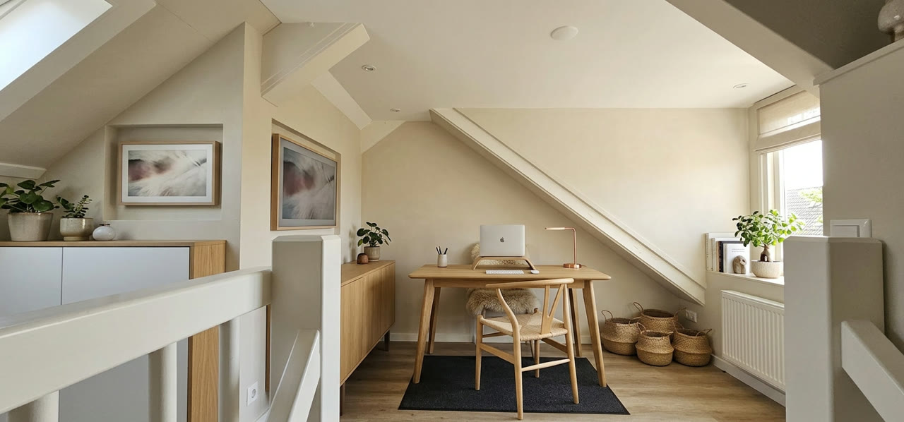 Scandinavian attic as office